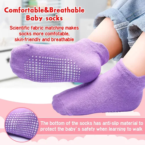 Miniatura 2 de HYzgb 12 Pack Non Slip Kids Toddler Baby Socks with Grips 1-7 Years Girls Boys Cotton Ankle Socks Multi