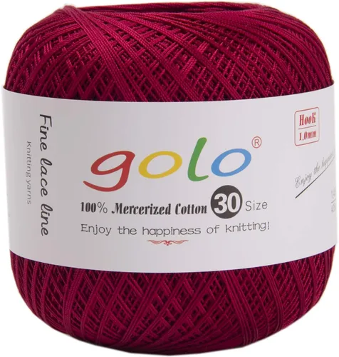 Miniatura 15 de Hilo de ganchillo golo para tejer a mano Tamaño 30, hilo para calados color Hibiscus-166 166-Hibiscu