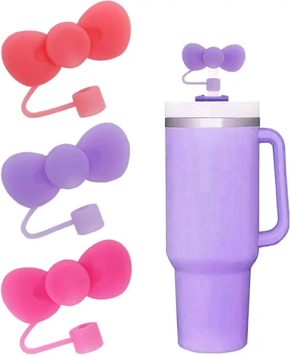 Miniatura 11 de Juego de 4 fundas de popote con diseño de estrella compatibles con vasos Stanley de 30 y 40 onzas, reutilizables, bonitas puntas de popote