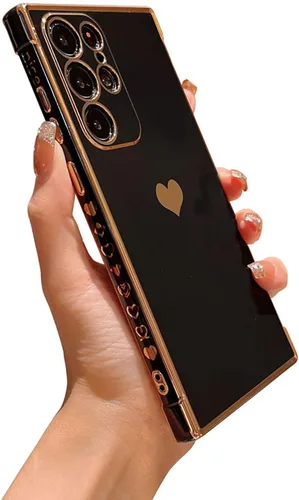 Miniatura 15 de phylla Funda de teléfono compatible con Samsung Galaxy A12 de 6.5 pulgadas, lindo corazón chapado en oro, elegante funda de lujo para mujer