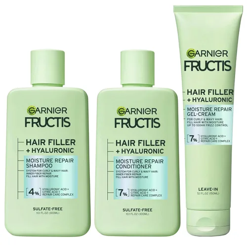 Miniatura 12 de Garnier Fructis Hair Filler Gel-Crema Reparadora de Humedad, Gel para el Cabello para Rizos y Ondas con Ácido Hialurónico, 5.1 Fl Oz, 1 Unidad