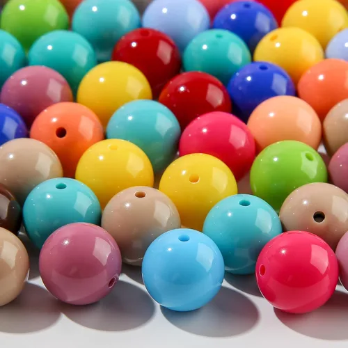 Miniatura 16 de Cuentas acrílicas de 0.630 in, 100 cuentas de bolígrafo de color arcoíris Ab, cuentas de chunk Bubblegum para bricolaje para hacer joyas, pulseras