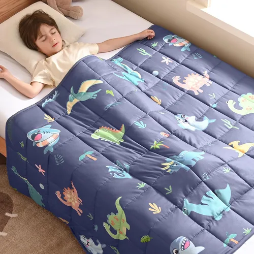 Miniatura 21 de anfie - Manta con peso para niños (40 x 60 pulgadas, 7 lb), manta refrescante para dormir, tamaño de manta ligera, transpirable, con cuentas de Gris