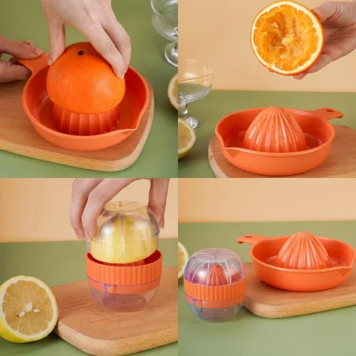 Miniatura 2 de Exprimidor manual de limón, 2 piezas de exprimidor de naranja cítrico con vaso de plástico, prensa de frutas fácil de usar para bar y hogar