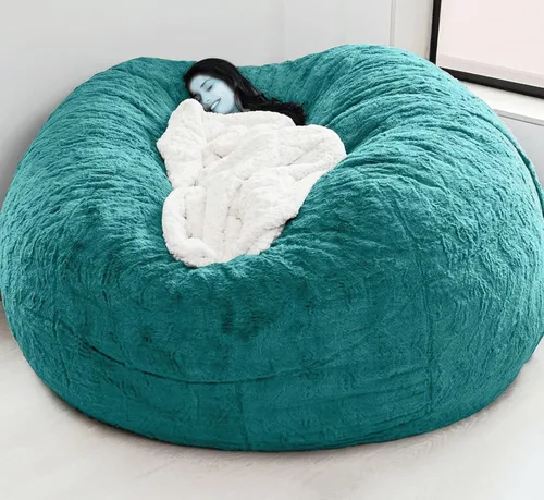 Miniatura 21 de HWOEK Puf de gran tamaño de piel gigante (sin relleno) para muebles de sala de estar de adultos, grande, redondo, suave, esponjoso, sofá perezoso