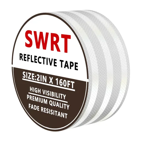 Miniatura 10 de SWRT Cinta reflectante de 2 pulgadas x 30 pies para exteriores, impermeable, DOT-C2, resistente a la decoloración, cinta reflectante blanca, cinta