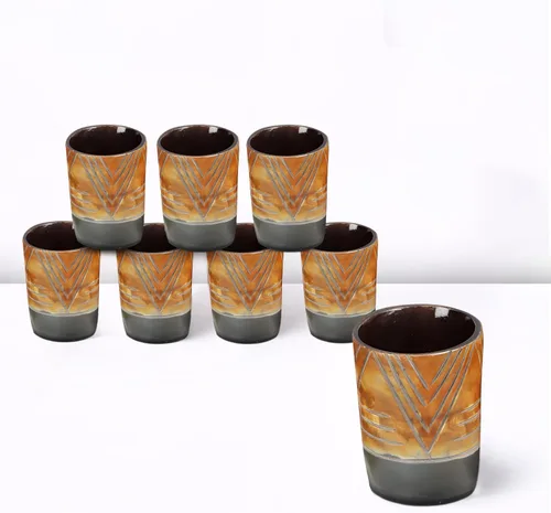 Miniatura 55 de Handicrafts Home Juego de 4 vasos de chupito hechos a mano, patrón entrecruzado de 6.5 onzas, chupitos de whisky vikingo naturales para cócteles