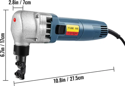 Miniatura 8 de VEVOR Nibbler de metal eléctrico de 380 W, cortador de metal, 1800 rpm, rotor de alta velocidad de 0.07 pulgadas/0.071 in de grosor, 220 V