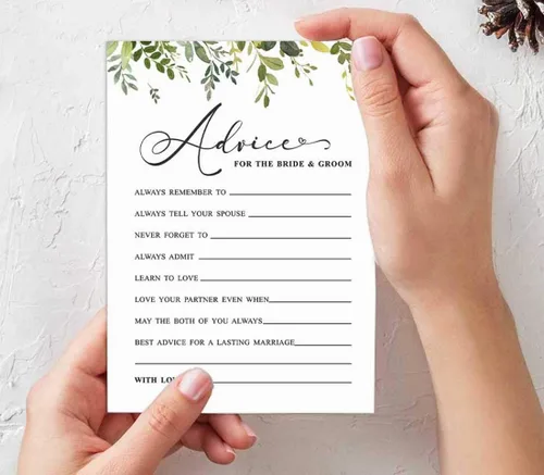 Miniatura 5 de Paquete de 50 tarjetas de consejos de vegetación, consejos y deseos para la novia y el novio, actividades de juego de boda Mr y Mrs de 5 x 7 pulgadas