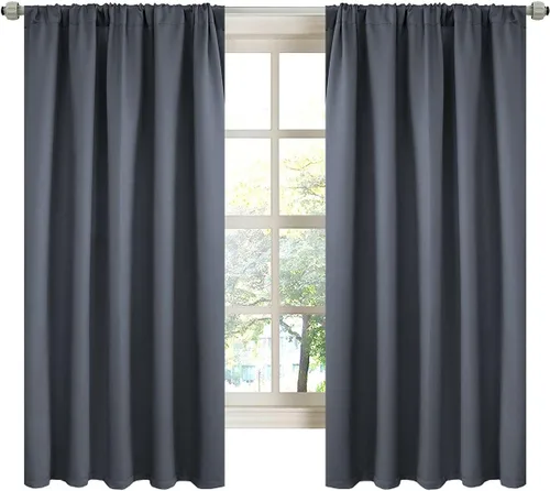 Miniatura 21 de LA PALMA Cortinas opacas con bolsillo para cortinero para sala de estar, bloqueo de luz, aislamiento térmico, reducción de ruido, cortinas
