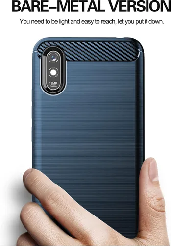 Miniatura 4 de Asuwish Funda de teléfono para Xiaomi Redmi 9A Redme 9i con protector de pantalla de vidrio templado y accesorios de celda suave y delgada de Azul