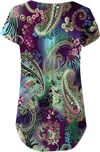 Miniatura 6 de Womens Tops Hide Belly Tunic 2023 Summer Short Sleeve T Shirts Cute Flowy Henley Tshirt Casual Dressy Blouses For Leggings