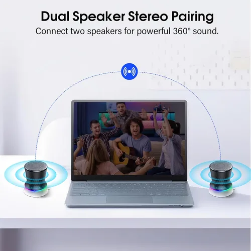 Miniatura 3 de Altavoz de ducha giratorio Bluetooth con luces RGB, altavoz portátil impermeable IPX5 con ventosa, mini altavoz Bluetooth 5.3 de graves profundos