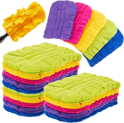 Miniatura 31 de Zubebe 12 piezas de repuesto de plumero de forro polar reutilizables, plumeros planos de plumas, almohadillas de limpieza lavables para múltiples
