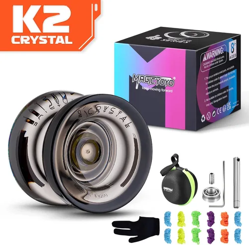 Miniatura 8 de MAGICYOYO K2 Yoyo Cristal Negro Profesional, Yoyo Sensible para Niños Principiantes con Rodamiento Extra No Sensible Yo Yo, Yoyo Pro de Plástico