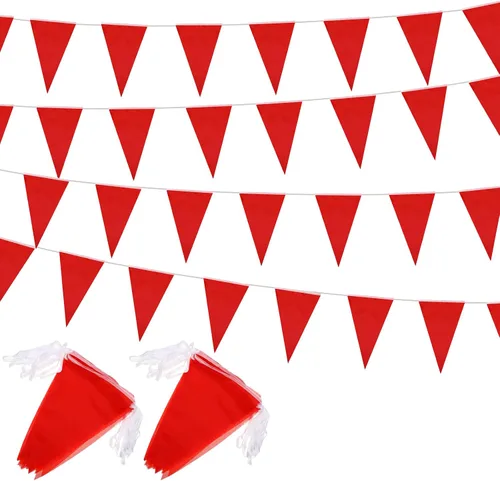 Miniatura 9 de Panelee Banderines en blanco de 300 pies para colgar, 180 piezas de guirnaldas triangulares para apertura, graduación, fiesta de cumpleaños