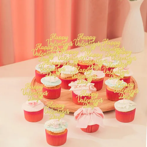 Miniatura 6 de 24 piezas de decoración para cupcakes con purpurina para el día de San Valentín Sweet Love Be Mine para San Valentín, temática de San Valentín