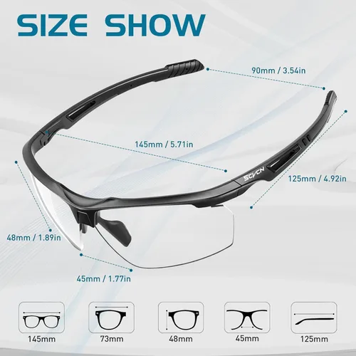 Miniatura 3 de SCVCN Gafas de sol deportivas fotocromáticas para ciclismo, gafas transparentes para hombres y mujeres, protección UV400, MTB BMX, pesca, correr
