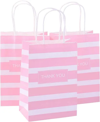 Miniatura 9 de 50 bolsas pequeñas de regalo de papel de estraza de 5.25 x 3.75 x 8 pulgadas para recuerdos de fiesta, día de San Valentín, cumpleaños, boda, Acción