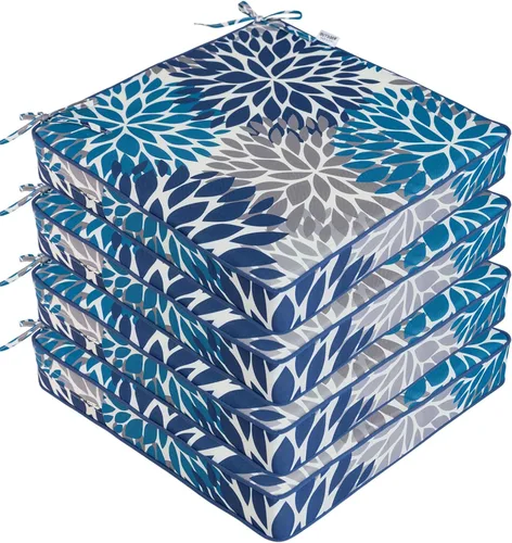 Miniatura 31 de Cojines para sillas de exterior de 19 x 19 pulgadas, impermeables, para muebles de patio, jardín, sofá con cremallera y correas ajustables, juego