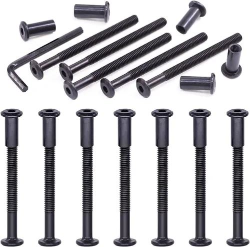 Miniatura 14 de Swpeet 141 piezas de 14 tamaños diferentes M6x16mm-3.150 in acero al carbono negro Hex Drive Socket Cap Tornillos Kit de tuercas de barril con 1