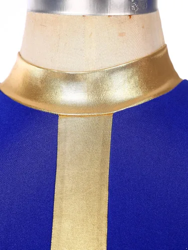 Miniatura 5 de Vestido de baile de alabanza metálico para mujer, superpuestas, túnicas asimétricas, falda de satén, disfraz litúrgico de adoración lírica