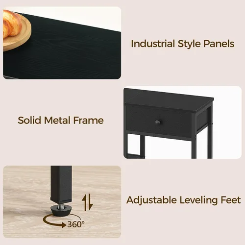 Miniatura 8 de YATINEY Soporte de TV con 3 cajones de tela para TV de hasta 50 pulgadas, consola multimedia industrial de 47.2 pulgadas, centro de entretenimiento
