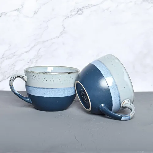 Miniatura 7 de Bosmarlin Juego de 2 tazas grandes de cerámica para café con leche, tazas de sopa jumbo de cerámica para oficina y hogar, 18 onzas, aptas