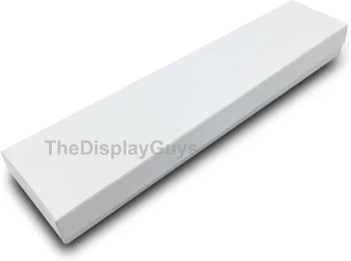 Miniatura 2 de TheDisplayGuys - Paquete de 100 cajas de cartón rellenas de algodón #82 para joyería, diseño de remolino blanco (8.0 x 2.0 x 1.0 pulgadas)