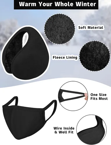 Miniatura 4 de Motarto Conjunto cálido de invierno, gorro de punto, bufanda y guantes calentadores de oídos, para hombres y mujeres, cubierta cálida para clima frío