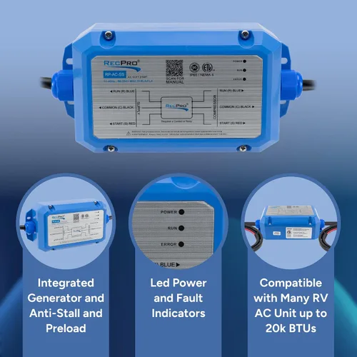 Miniatura 4 de RecPro RV AC Soft Starter Reduce el arranque de corriente en un 75% Arranque silencioso Indicadores de falla LED Resistente al clima IP65