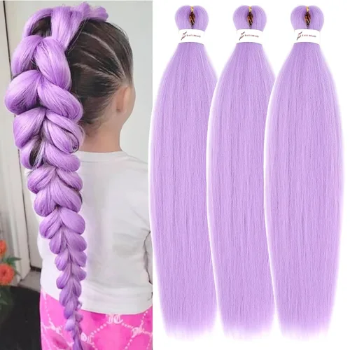 Miniatura 39 de Cabello trenzado preestirado, cabello trenzado degradado de 24 pulgadas, 6 paquetes de ajuste de agua caliente, cabello sintético Yaki profesional