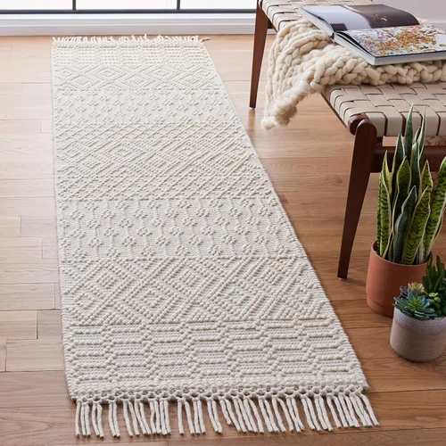 Miniatura 13 de SAFAVIEH Natura Collection - Alfombra decorativa de 2 x 3 pies, color marfil, con flecos de lana marroquí bohemia, hecha a mano, ideal para zonas