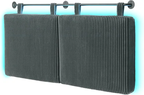 Miniatura 9 de Cabecera tamaño Queen, cabeceros modernos montados en la pared con luz LED para cama con tapicería cabecera colgante para dormitorio, con acolchado