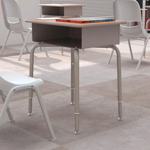 Miniatura 13 de Flash Furniture Billie - Escritorio para estudiantes – Escritorio escolar de granito gris – Marco de metal plateado – 24 pulgadas de ancho x 18