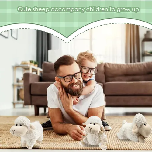 Miniatura 4 de Tiny Heart Peluche de oveja, juguete de peluche, cordero suave, regalo de cumpleaños para niños y niñas, juguetes de cordero blanco (de pie)