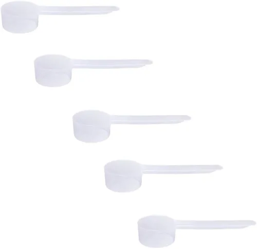 Miniatura 34 de Conjunto de 5 cucharas medidoras de plástico, 6 cucharadas (90 cc 3/8 taza 3 oz. 90 mL) con mango largo para polvos, gránulos, café, comida