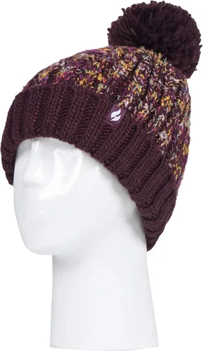 Miniatura 3 de HEAT HOLDERS - Elegante sombrero de punto para mujer con forro polar grande con pompones