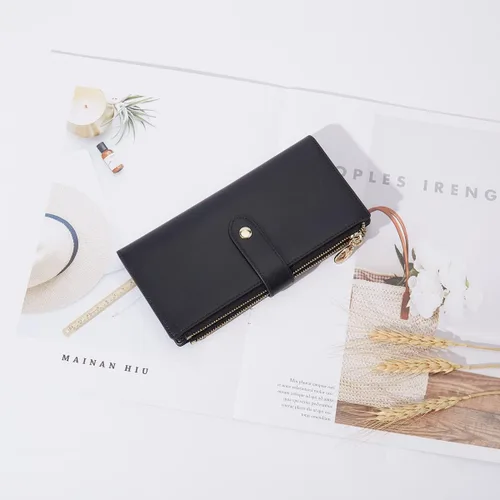 Miniatura 6 de LAORENTOU Carteras de cuero de vaca para mujer carteras plegables para mujer carteras con bloqueo RFID carteras con cremallera alrededor