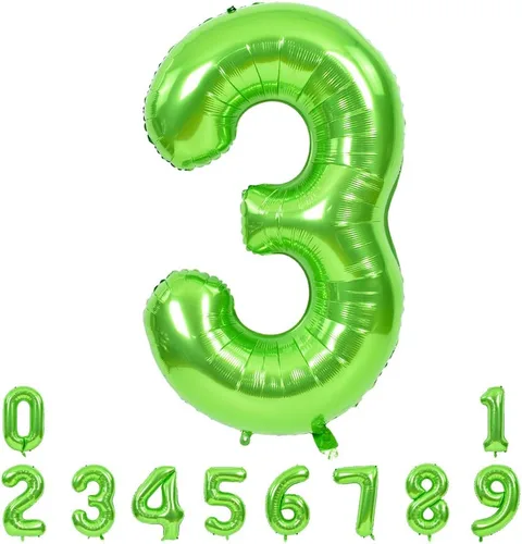 Miniatura 9 de TONIFUL Globos grandes de 40 pulgadas con números verdes del 0 al 9, número 8, globos digitales de aluminio de helio Mylar con números grandes