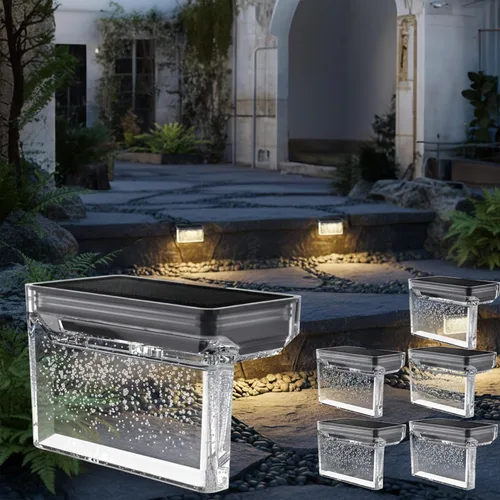 Miniatura 7 de TIJNN - Luces solares para terraza al aire libre, luces impermeables LED para vallas para escalones, patio, jardín, decoración de patio - paquete