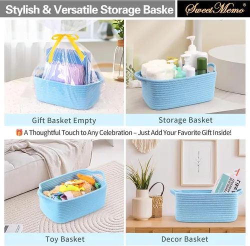 Miniatura 3 de Cestas de regalo grandes vacías para llenar, bonita canasta tejida para adolescentes, mujeres, baby shower, cubo de juguetes pequeño decorativo