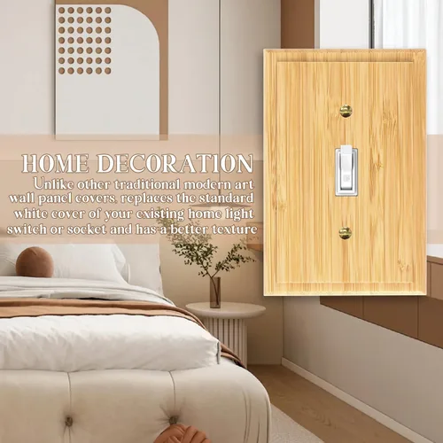 Miniatura 4 de Placa de interruptor de luz de palanca simple de madera maciza de 4.8 x 3.14 pulgadas, cubierta de interruptor de luz de calidad de madera cruda
