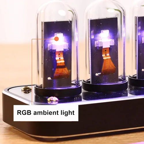 Miniatura 4 de Reloj Nixie, tubo de imitación brillo IPS base de aleación de aluminio, soporte de carga de imágenes personalizadas, interruptor de 12/24 horas, 40