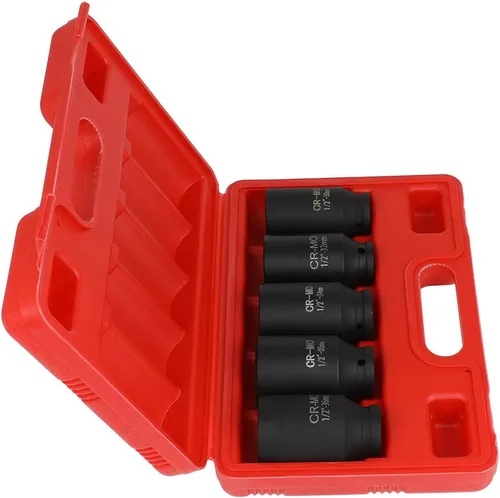 Miniatura 3 de OCPTY Juego de 5 piezas de eje de impacto profundo de 1/2 pulgada para la mayoría de automóviles, 6 puntos, 1.299 in, 1.339 in, 1.378 in, 1.417 in