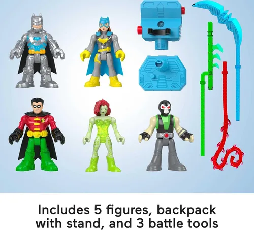 Miniatura 6 de Fisher-Price Imaginext DC Super Friends Juguetes Preescolares Batman Battle Multipack Juego de 9 Figuras con Mochila Iluminada para Niños de 3+ Años