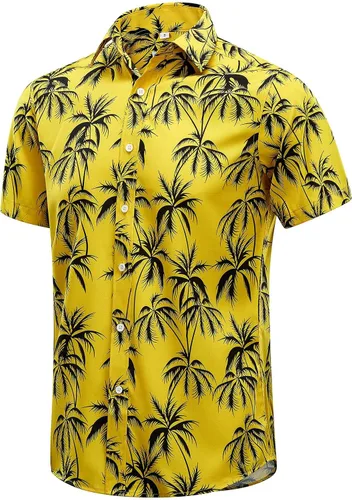 Miniatura 44 de EUOW - Camisas hawaianas para hombre de manga corta con botones, estampadas para la playa y el verano