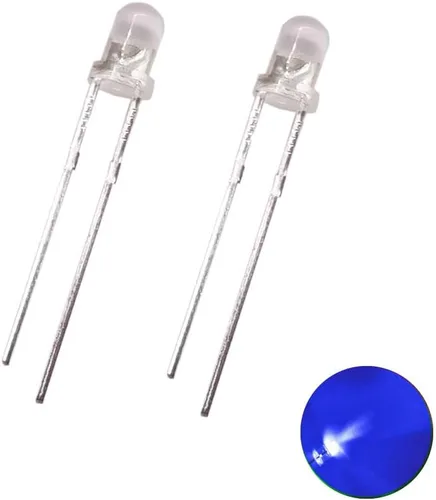 F3 Ultra brillante 3MM agua redonda verde claro/amarillo/azul/blanco/rojo/UV 395nm LED luz diodo emisor (azul, 100 piezas)