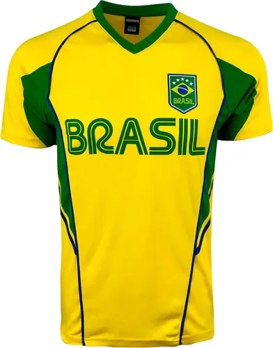 Miniatura 2 de Icon Sports Camiseta de rendimiento de Brasil para niño, camiseta de fútbol de Brasil, camiseta de manga corta de fútbol de Brasil