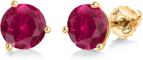 Gem Stone King Aretes de Martini de oro amarillo de 14 quilates | Aretes de tuerca de 3 puntas para mujeres y hombres | Redondos de 0.236 pulgadas |